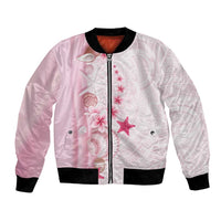 Pink Plumeria Sea Shell Bomber Jacket Starfish Polynesian Pattern LT01 Unisex Pink - Polynesian Pride