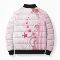 Pink Plumeria Sea Shell Bomber Puffer Jacket Starfish Polynesian Pattern LT01 - Polynesian Pride