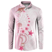 Pink Plumeria Sea Shell Button Sweatshirt Starfish Polynesian Pattern LT01 Pink - Polynesian Pride