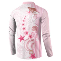 Pink Plumeria Sea Shell Button Sweatshirt Starfish Polynesian Pattern LT01 - Polynesian Pride