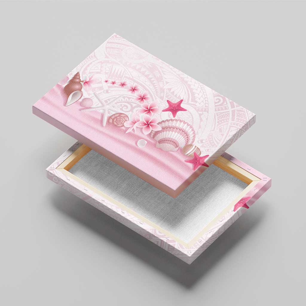 Pink Plumeria Sea Shell Canvas Wall Art Starfish Polynesian Pattern - Polynesian Pride