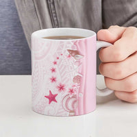 Pink Plumeria Sea Shell Ceramic Mug Starfish Polynesian Pattern - Polynesian Pride