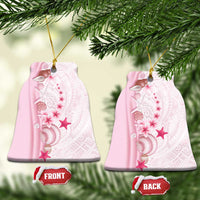 Pink Plumeria Sea Shell Ceramic Ornament Starfish Polynesian Pattern LT01 Bell Flake Pink - Polynesian Pride