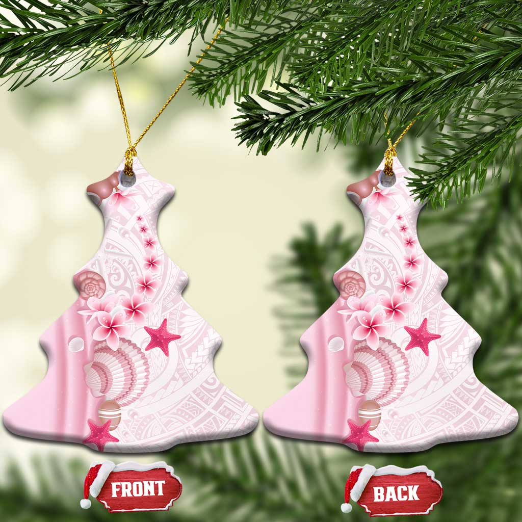 Pink Plumeria Sea Shell Ceramic Ornament Starfish Polynesian Pattern LT01 Christmas Tree Pink - Polynesian Pride
