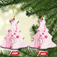 Pink Plumeria Sea Shell Ceramic Ornament Starfish Polynesian Pattern LT01 Christmas Tree Pink - Polynesian Pride
