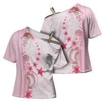 Pink Plumeria Sea Shell Cross Shoulder Shirt Starfish Polynesian Pattern LT01 - Polynesian Pride