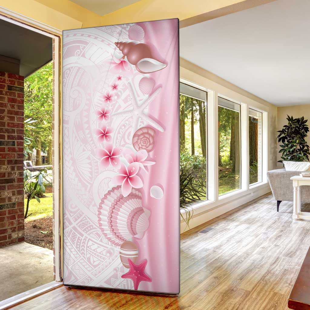 Pink Plumeria Sea Shell Door Cover Starfish Polynesian Pattern - Polynesian Pride