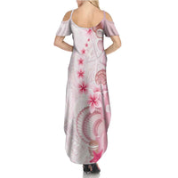 Pink Plumeria Sea Shell Family Matching Summer Maxi Dress and Hawaiian Shirt Starfish Polynesian Pattern - Polynesian Pride