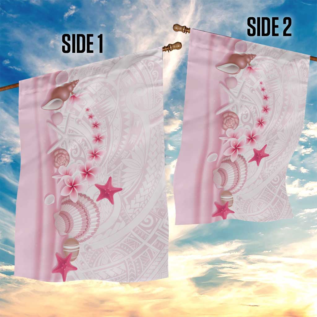 Pink Plumeria Sea Shell Garden Flag Starfish Polynesian Pattern - Polynesian Pride