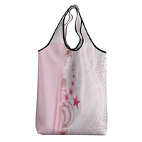 Pink Plumeria Sea Shell Grocery Bag Starfish Polynesian Pattern LT01 - Polynesian Pride