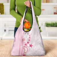Pink Plumeria Sea Shell Grocery Bag Starfish Polynesian Pattern LT01 - Polynesian Pride
