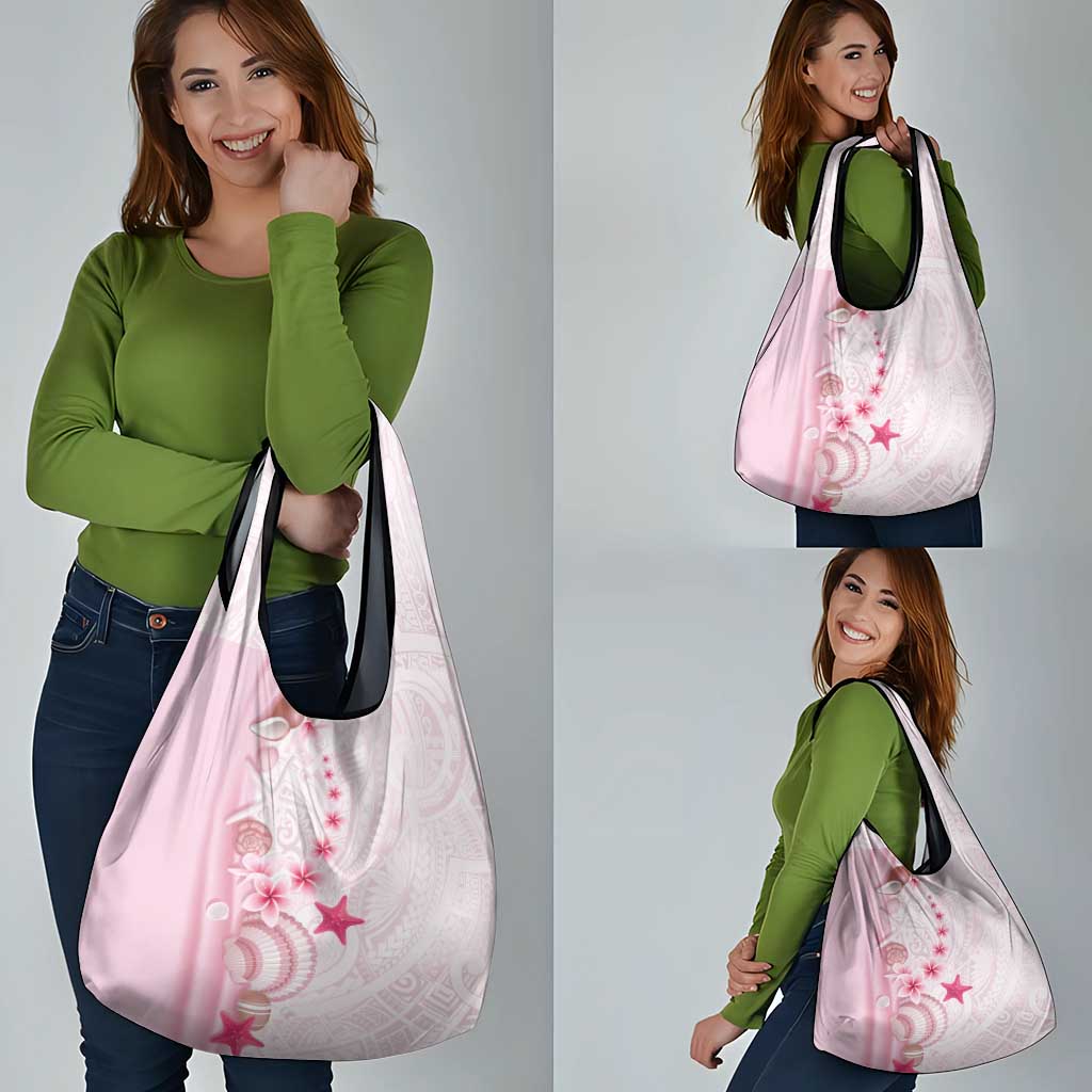 Pink Plumeria Sea Shell Grocery Bag Starfish Polynesian Pattern LT01 - Polynesian Pride