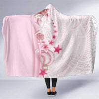 Pink Plumeria Sea Shell Hooded Blanket Starfish Polynesian Pattern LT01 One Size Pink - Polynesian Pride
