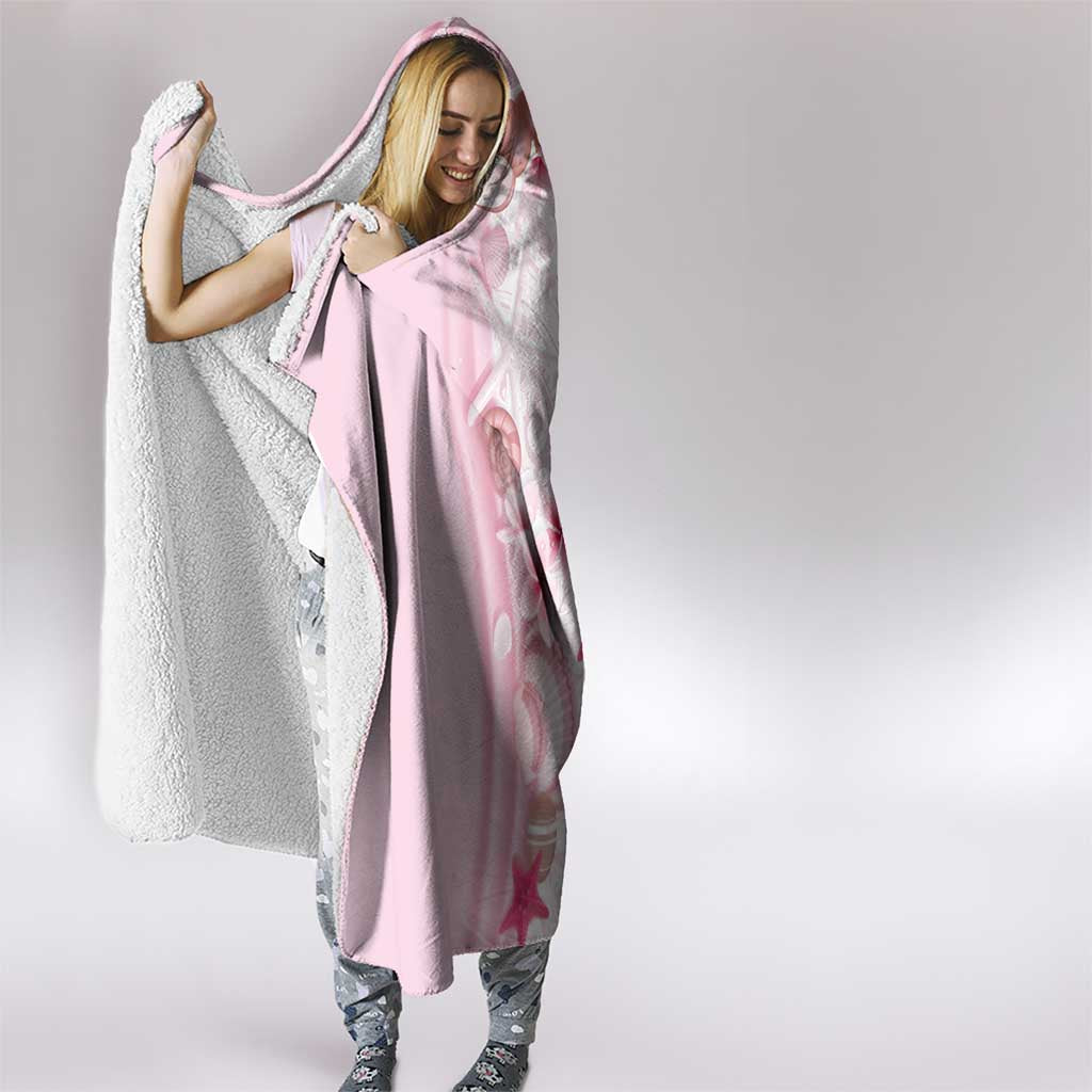 Pink Plumeria Sea Shell Hooded Blanket Starfish Polynesian Pattern LT01 - Polynesian Pride