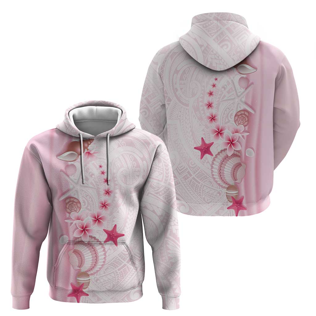 Pink Plumeria Sea Shell Hoodie Starfish Polynesian Pattern LT01 - Polynesian Pride