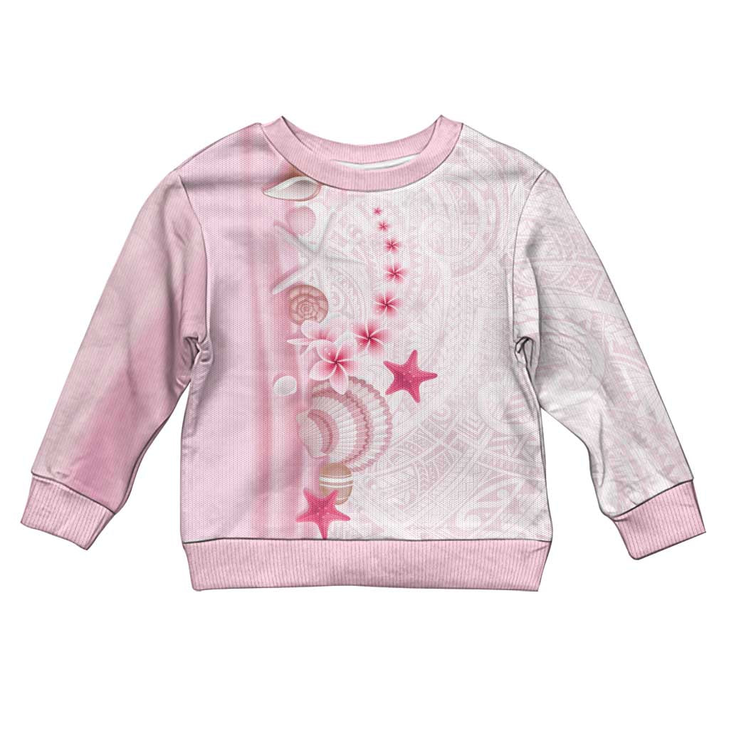 Pink Plumeria Sea Shell Kid Ugly Christmas Sweater Starfish Polynesian Pattern LT01 Kid Pink - Polynesian Pride
