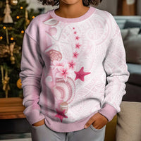Pink Plumeria Sea Shell Kid Ugly Christmas Sweater Starfish Polynesian Pattern LT01 - Polynesian Pride
