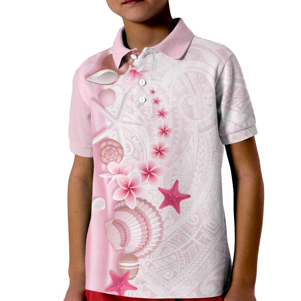 Pink Plumeria Sea Shell Kid Polo Shirt Starfish Polynesian Pattern LT01 Kid Pink - Polynesian Pride