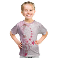 Pink Plumeria Sea Shell Kid T Shirt Starfish Polynesian Pattern LT01 Pink - Polynesian Pride
