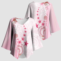 Pink Plumeria Sea Shell Kimono Sleeve Blouse Starfish Polynesian Pattern LT01 - Polynesian Pride