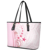 Pink Plumeria Sea Shell Leather Tote Bag Starfish Polynesian Pattern LT01 - Polynesian Pride