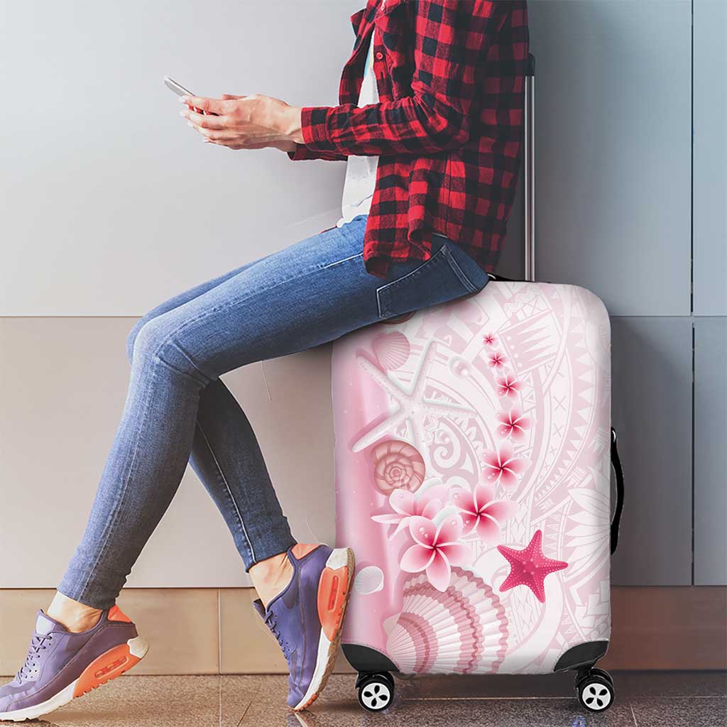 Pink Plumeria Sea Shell Luggage Cover Starfish Polynesian Pattern LT01 - Polynesian Pride