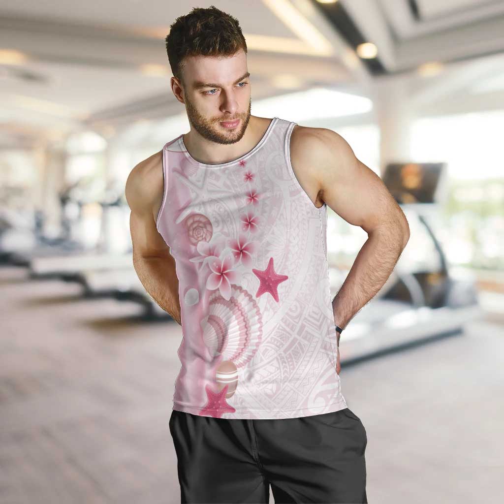 Pink Plumeria Sea Shell Men Tank Top Starfish Polynesian Pattern LT01 Pink - Polynesian Pride