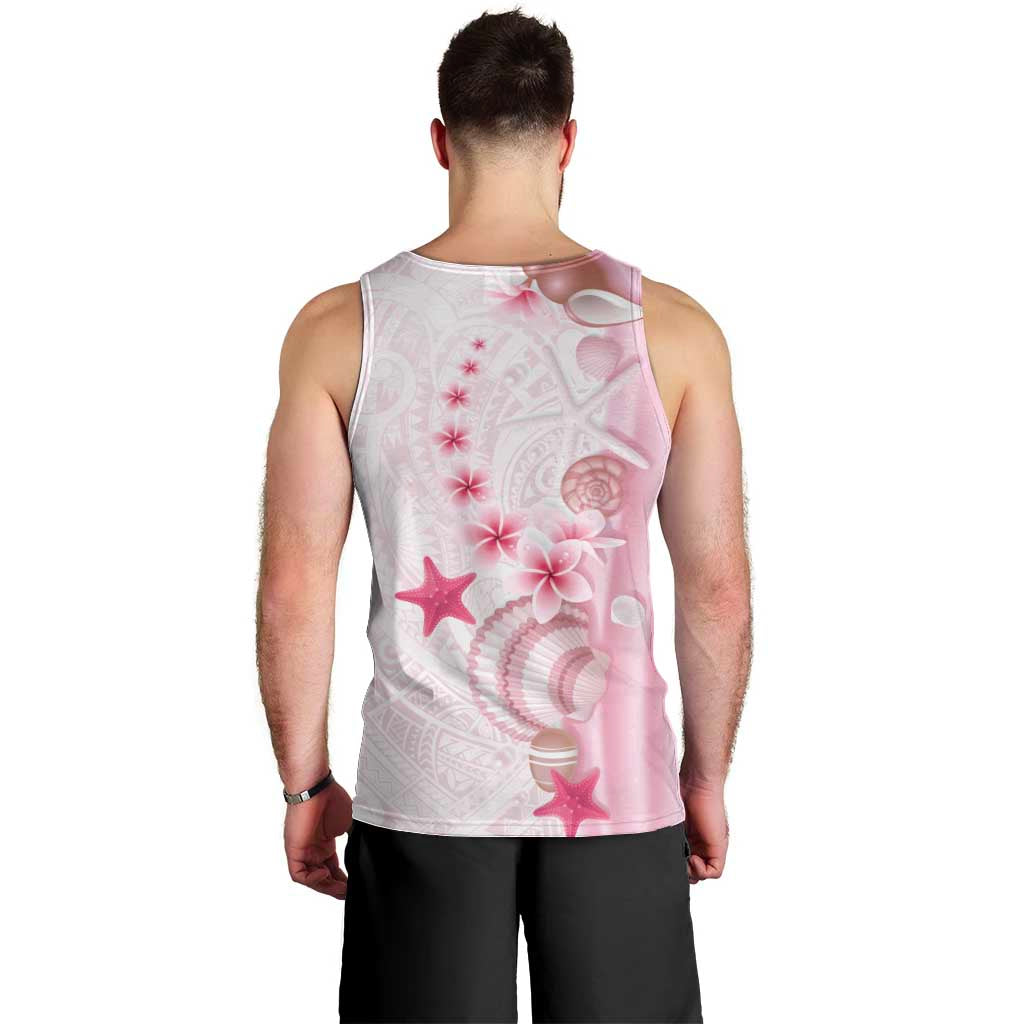 Pink Plumeria Sea Shell Men Tank Top Starfish Polynesian Pattern LT01 - Polynesian Pride