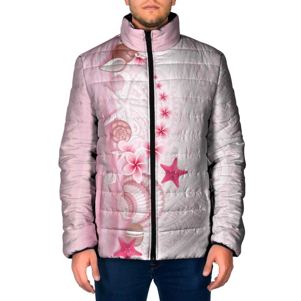Pink Plumeria Sea Shell Padded Jacket Starfish Polynesian Pattern LT01 Men Pink - Polynesian Pride