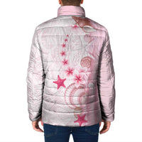 Pink Plumeria Sea Shell Padded Jacket Starfish Polynesian Pattern LT01 - Polynesian Pride