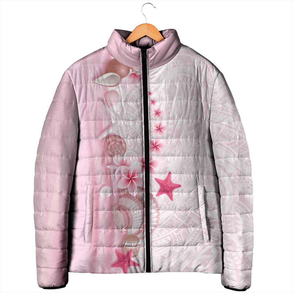 Pink Plumeria Sea Shell Padded Jacket Starfish Polynesian Pattern LT01 - Polynesian Pride