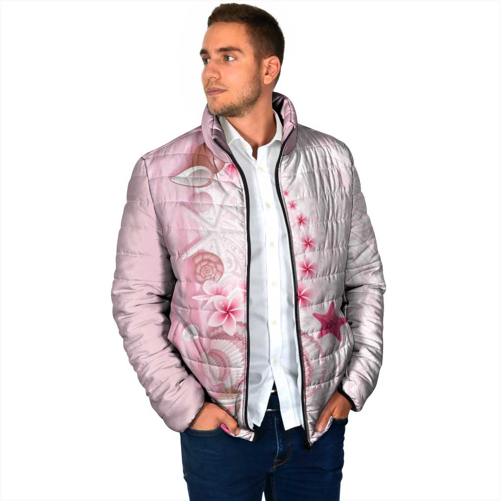 Pink Plumeria Sea Shell Padded Jacket Starfish Polynesian Pattern LT01 - Polynesian Pride