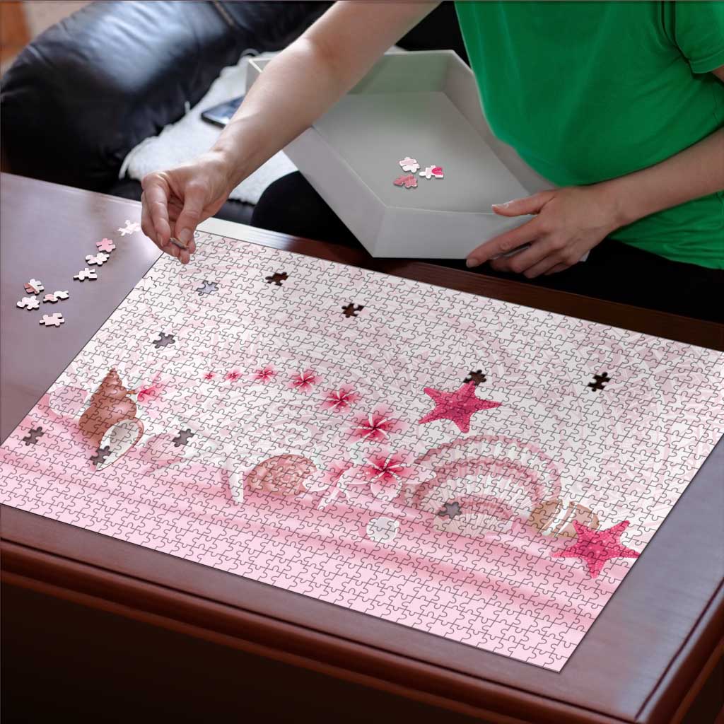 Pink Plumeria Sea Shell Puzzle Starfish Polynesian Pattern LT01 - Polynesian Pride