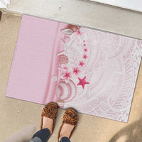 Pink Plumeria Sea Shell Rubber Doormat Starfish Polynesian Pattern LT01 - Polynesian Pride