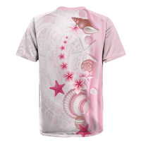 Pink Plumeria Sea Shell Rugby Jersey Starfish Polynesian Pattern LT01 - Polynesian Pride