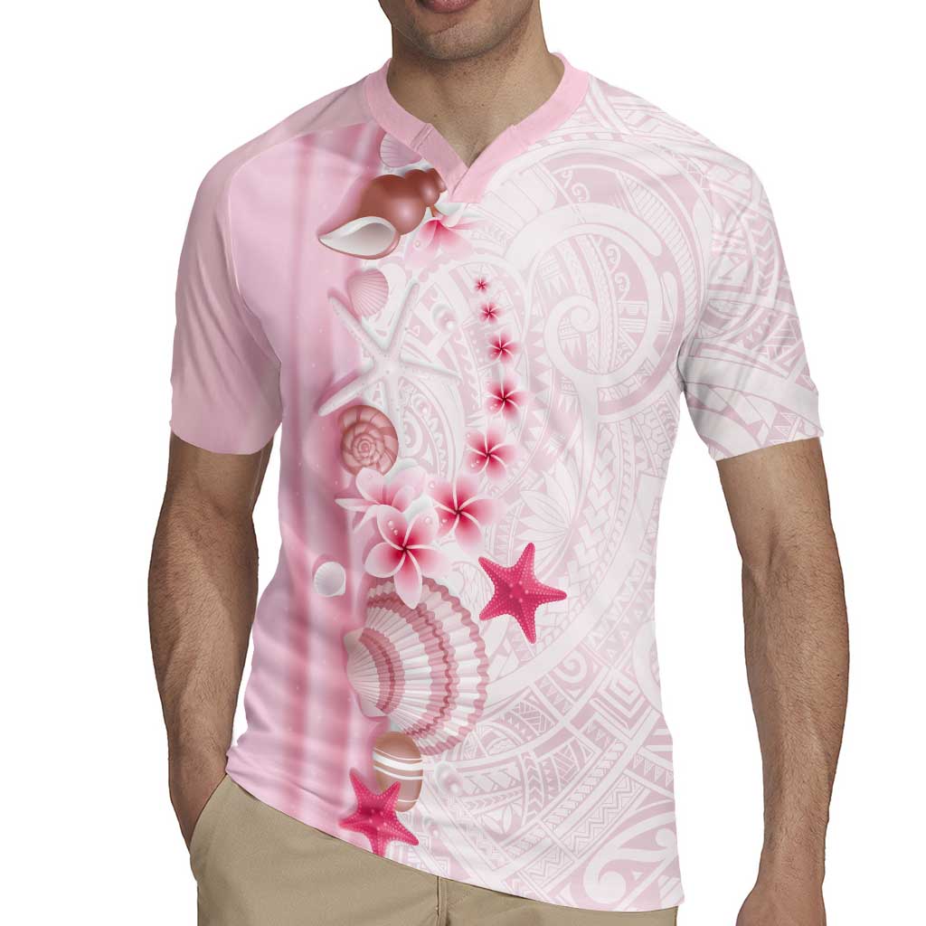 Pink Plumeria Sea Shell Rugby Jersey Starfish Polynesian Pattern LT01 - Polynesian Pride