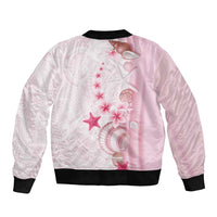 Pink Plumeria Sea Shell Sleeve Zip Bomber Jacket Starfish Polynesian Pattern LT01 - Polynesian Pride