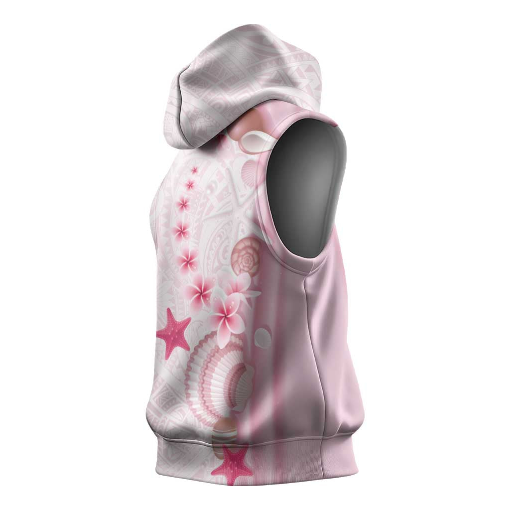 Pink Plumeria Sea Shell Sleeveless Hoodie Starfish Polynesian Pattern LT01 - Polynesian Pride