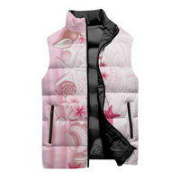 Pink Plumeria Sea Shell Sleeveless Puffer Jacket Starfish Polynesian Pattern LT01 - Polynesian Pride