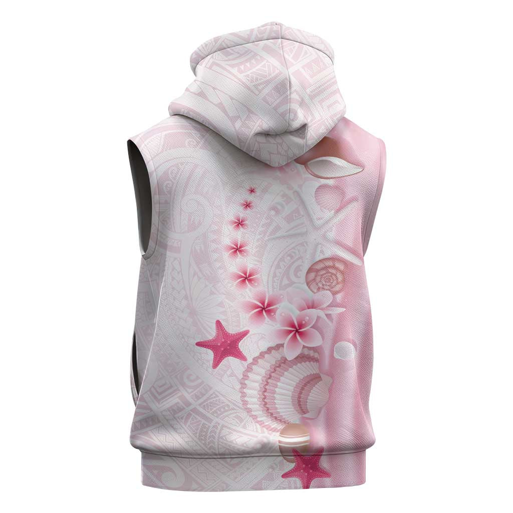 Pink Plumeria Sea Shell Sleeveless Zip Hoodie Starfish Polynesian Pattern LT01 - Polynesian Pride