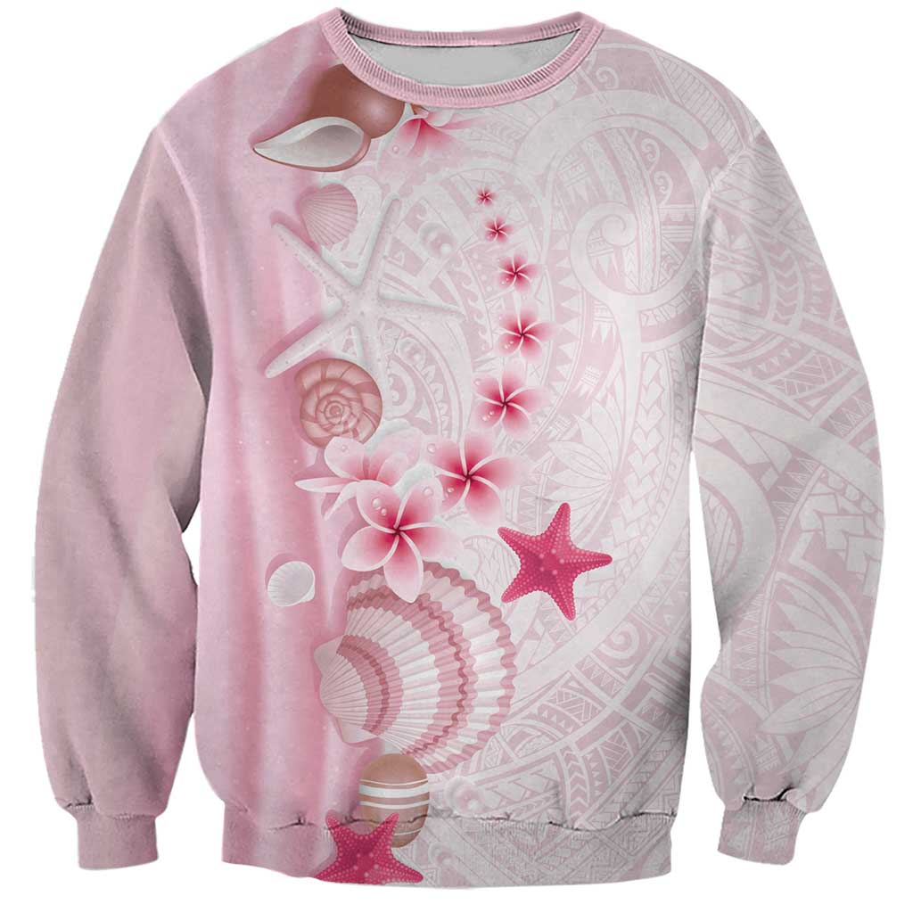 Pink Plumeria Sea Shell Sweatshirt Starfish Polynesian Pattern LT01 Unisex Pink - Polynesian Pride