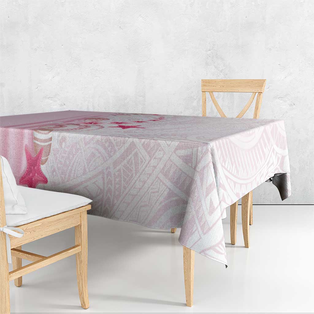 Pink Plumeria Sea Shell Tablecloth Starfish Polynesian Pattern LT01 - Polynesian Pride
