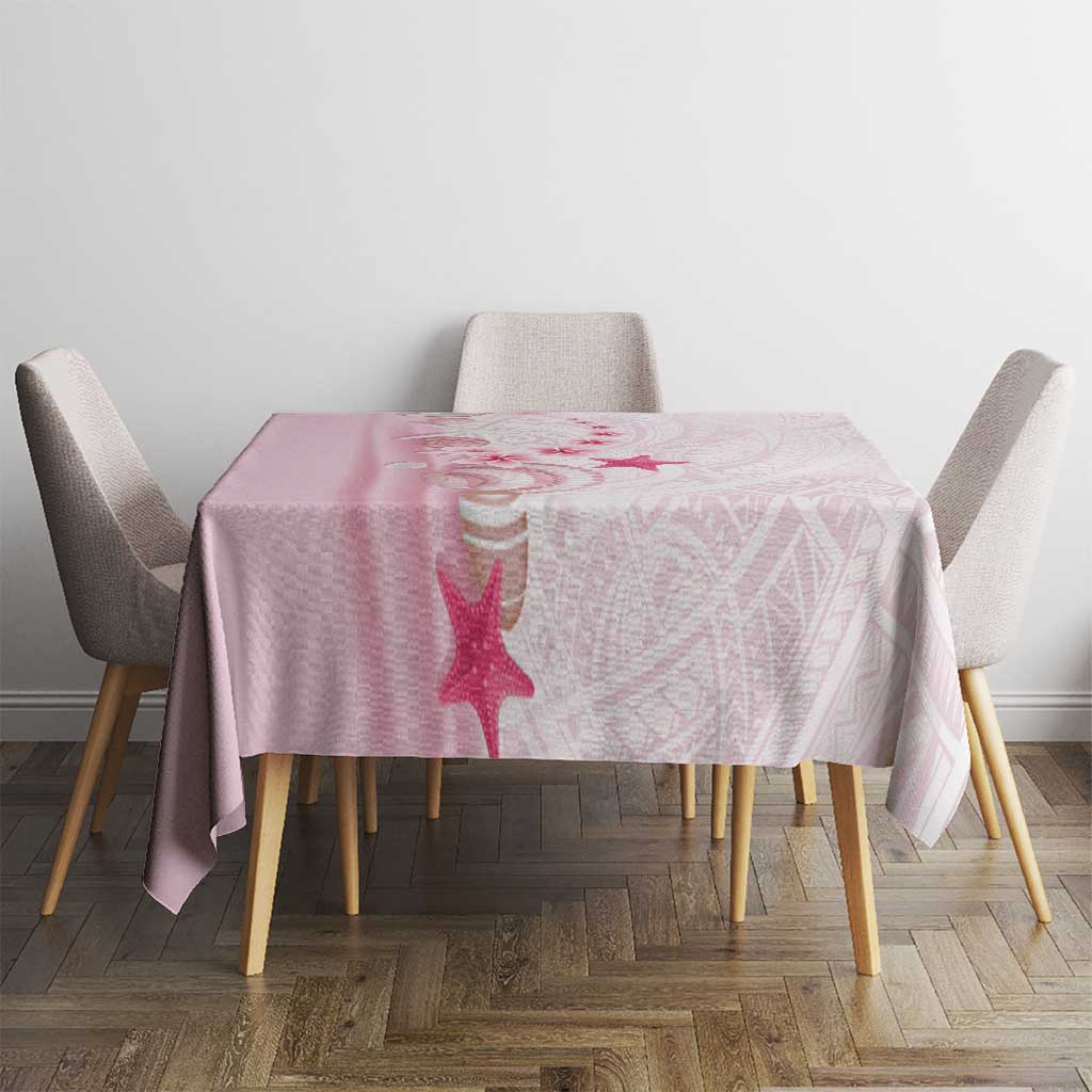 Pink Plumeria Sea Shell Tablecloth Starfish Polynesian Pattern LT01 - Polynesian Pride