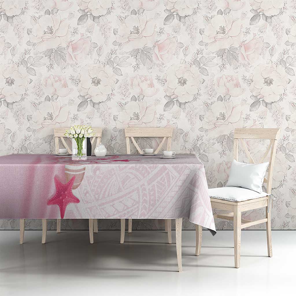 Pink Plumeria Sea Shell Tablecloth Starfish Polynesian Pattern LT01 - Polynesian Pride