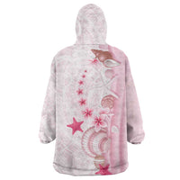 Pink Plumeria Sea Shell Wearable Blanket Hoodie Starfish Polynesian Pattern LT01 - Polynesian Pride