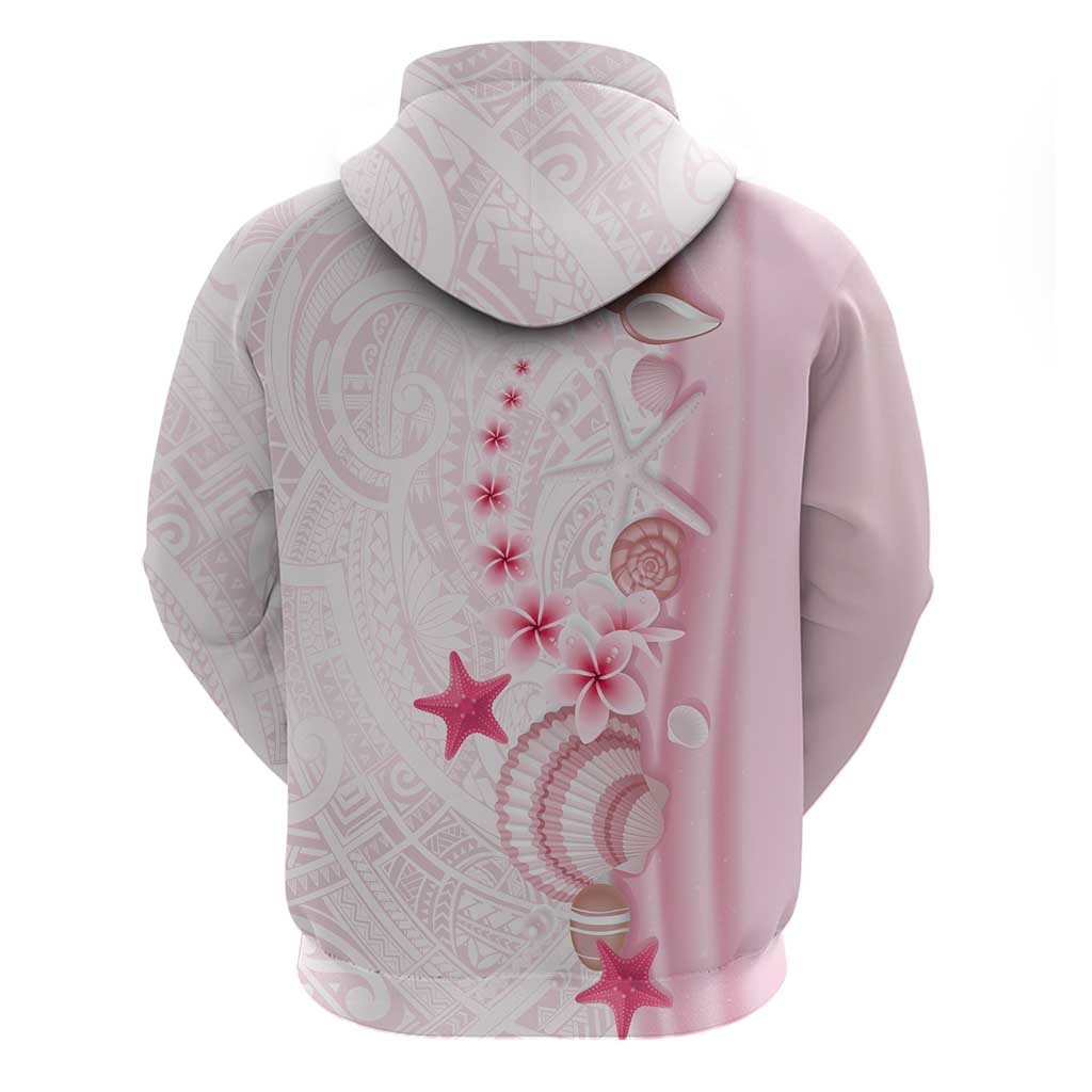 Pink Plumeria Sea Shell Zip Hoodie Starfish Polynesian Pattern LT01 - Polynesian Pride