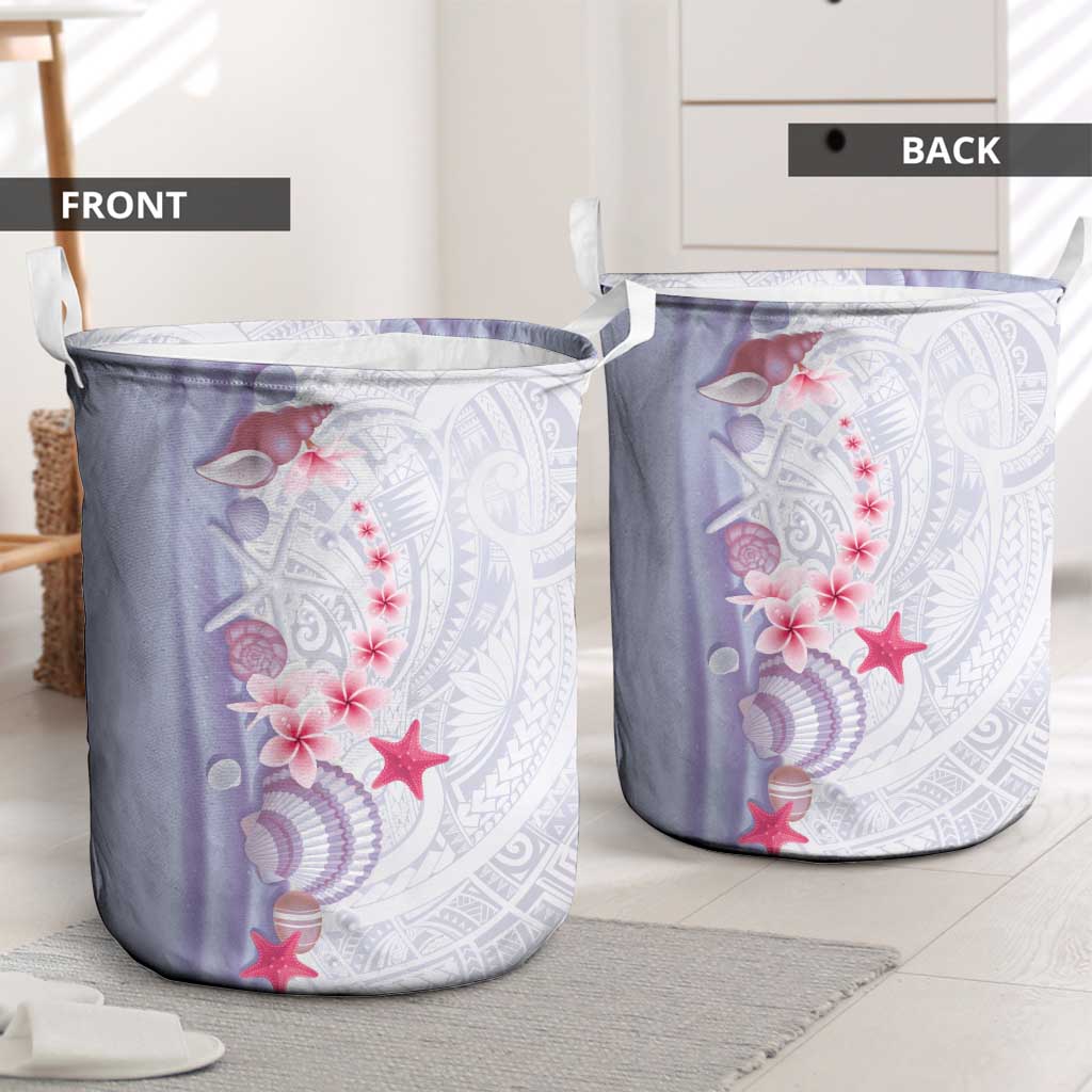 Purple Plumeria Sea Shell Laundry Basket Starfish Polynesian Pattern LT01 - Polynesian Pride
