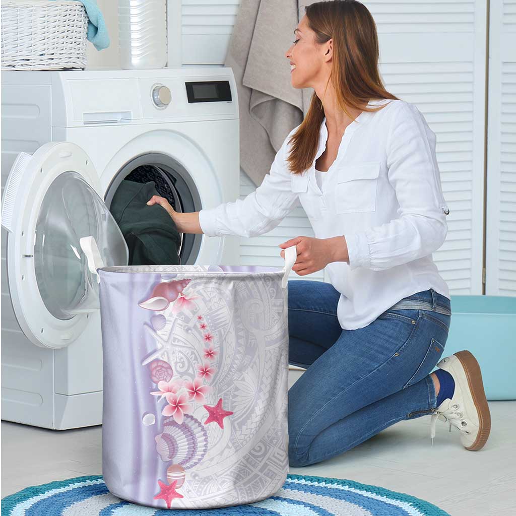 Purple Plumeria Sea Shell Laundry Basket Starfish Polynesian Pattern LT01 - Polynesian Pride