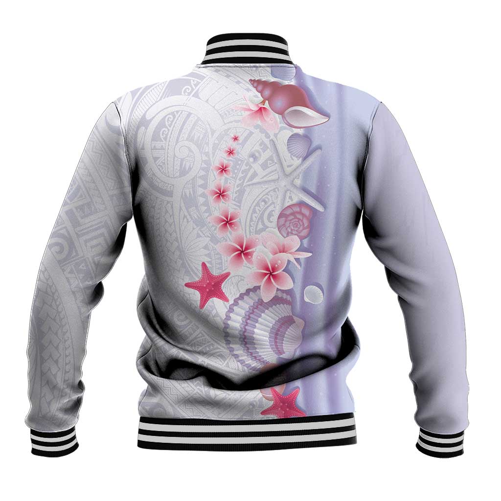 Purple Plumeria Sea Shell Baseball Jacket Starfish Polynesian Pattern LT01 - Polynesian Pride