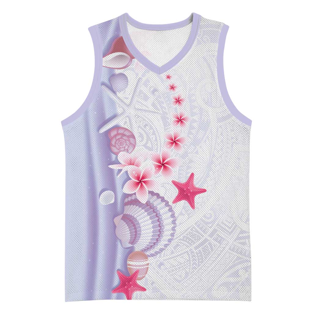 Purple Plumeria Sea Shell Basketball Jersey Starfish Polynesian Pattern LT01 Unisex Purple - Polynesian Pride
